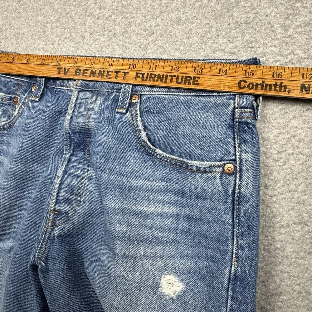 Levis 501 Button Fly Jeans Mens 28x30 Straight Cotton Denim Red‎ Tab Distressed